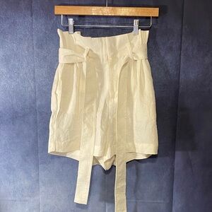 a new day Cream High-Waist Paperbag Tie-Front Shorts